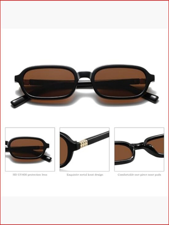 Vintage Retro Rectangle Sunglasses Small Square 90s Fashion UV400 Polycarbonate main image 4